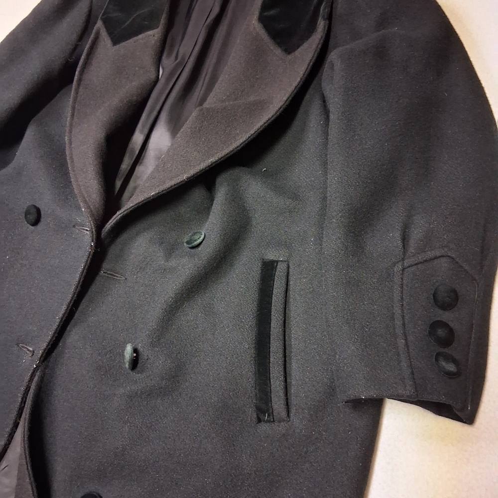 Vintage Essential Elements Wool Chesterfield Overcoat - Black Velvet Collar - Picture 2 of 6